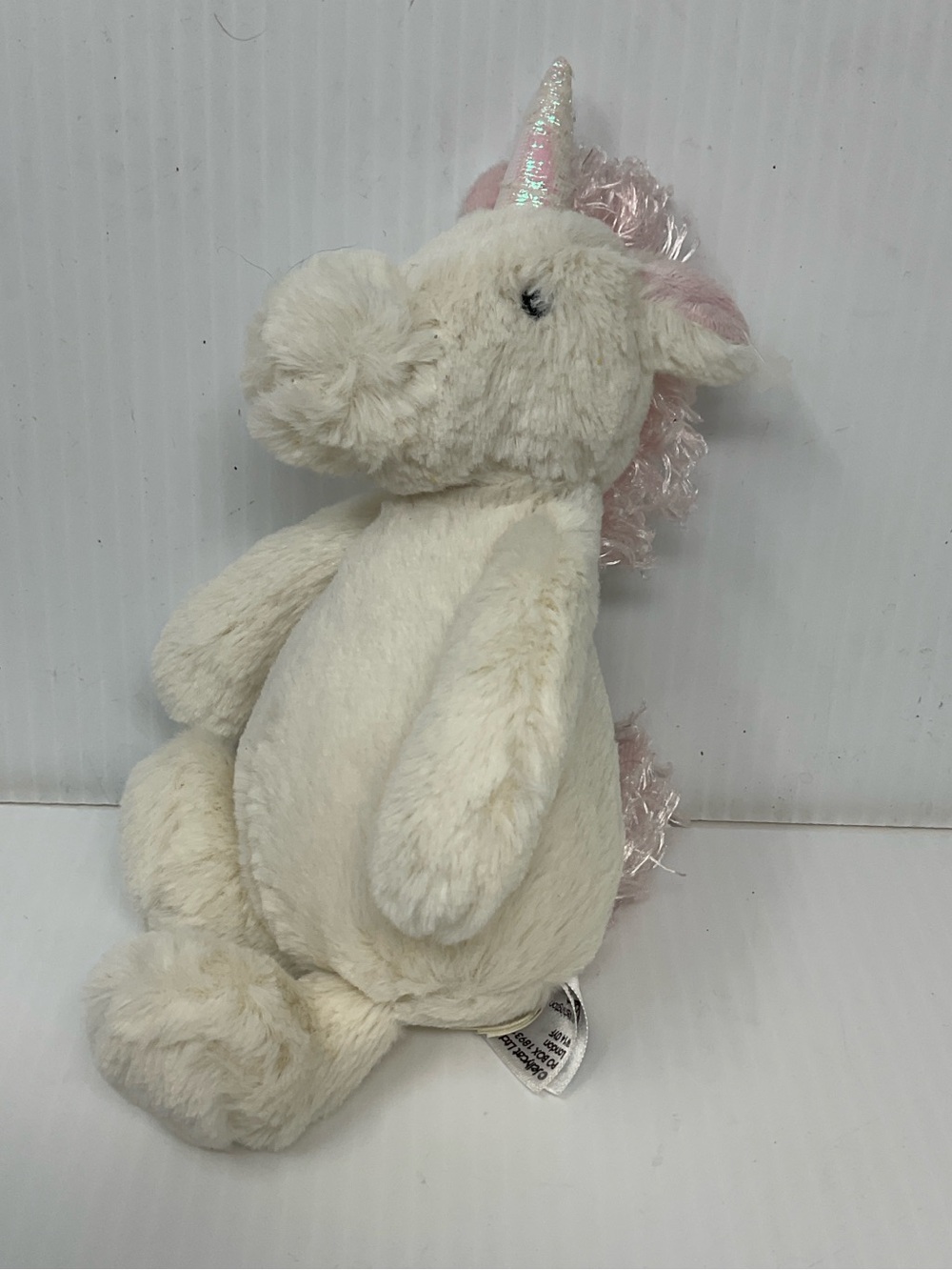 Jellycat Bashful Unicorn with Pink Mane and Iridescent Horn